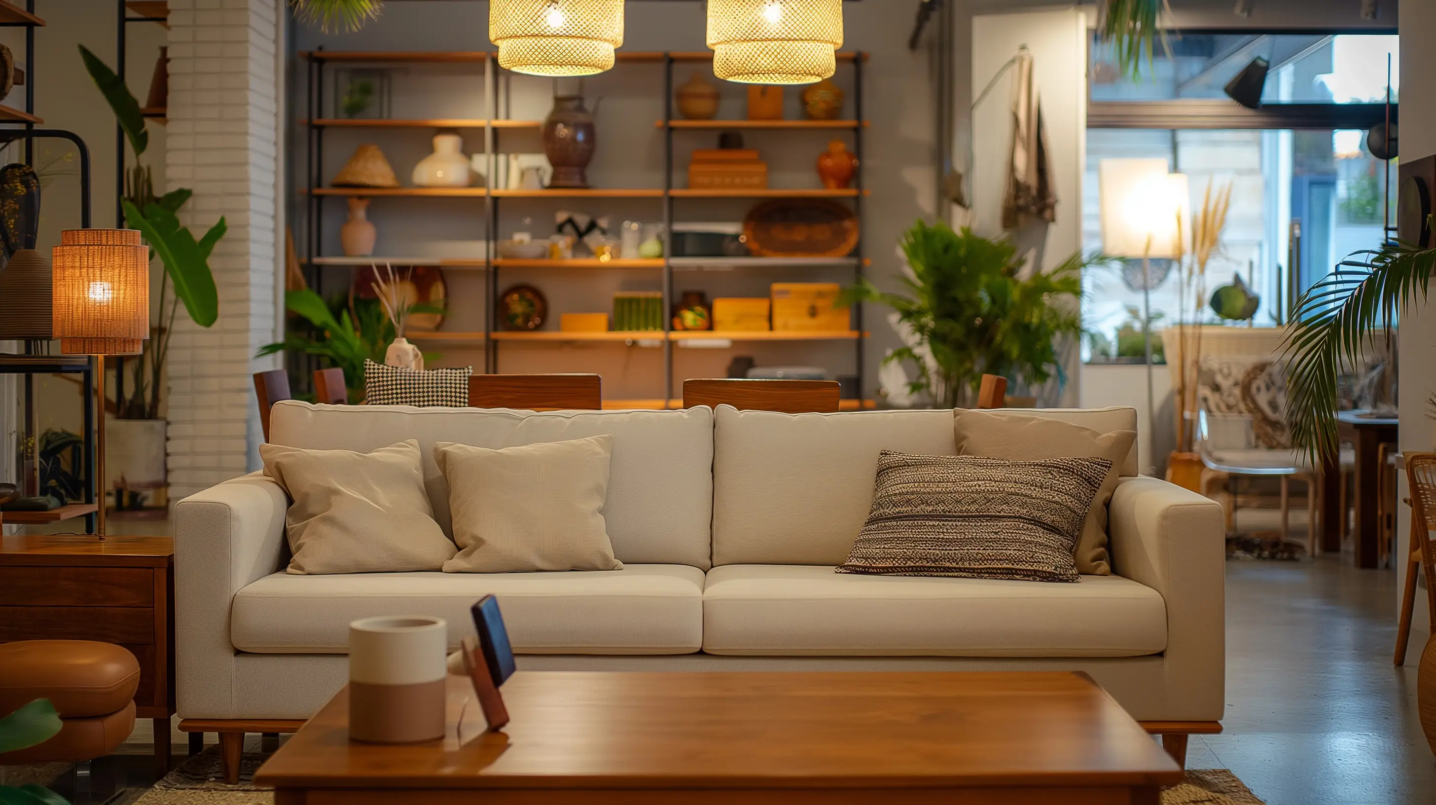 Intérieur chaleureux du magasin HappyTroc