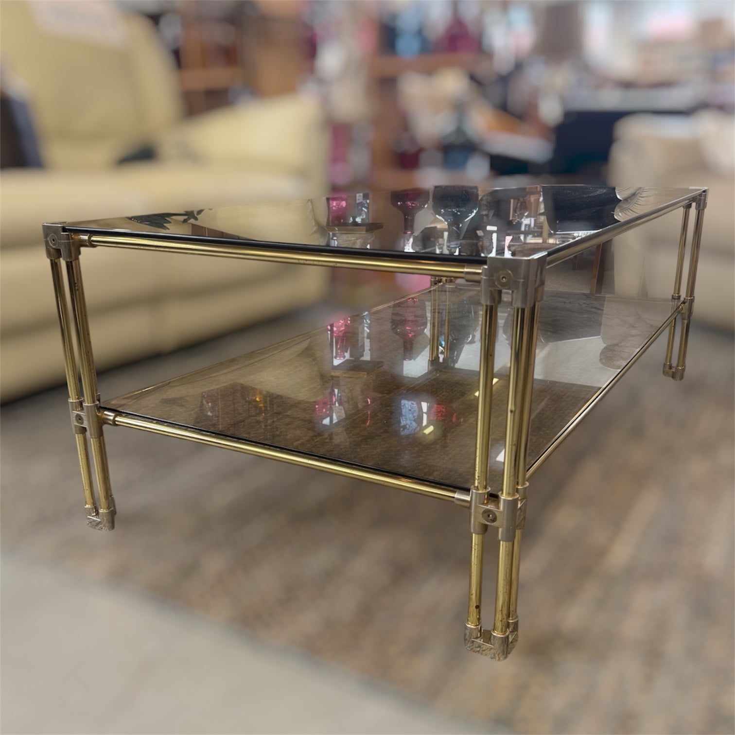 Table basse vintage Hollywood Regency