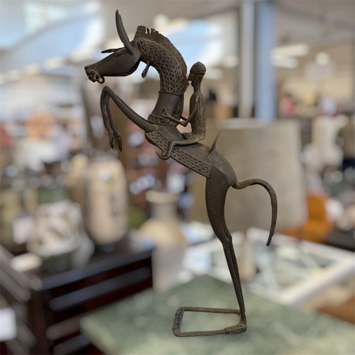 Sculpture cavalier Mossi en bronze