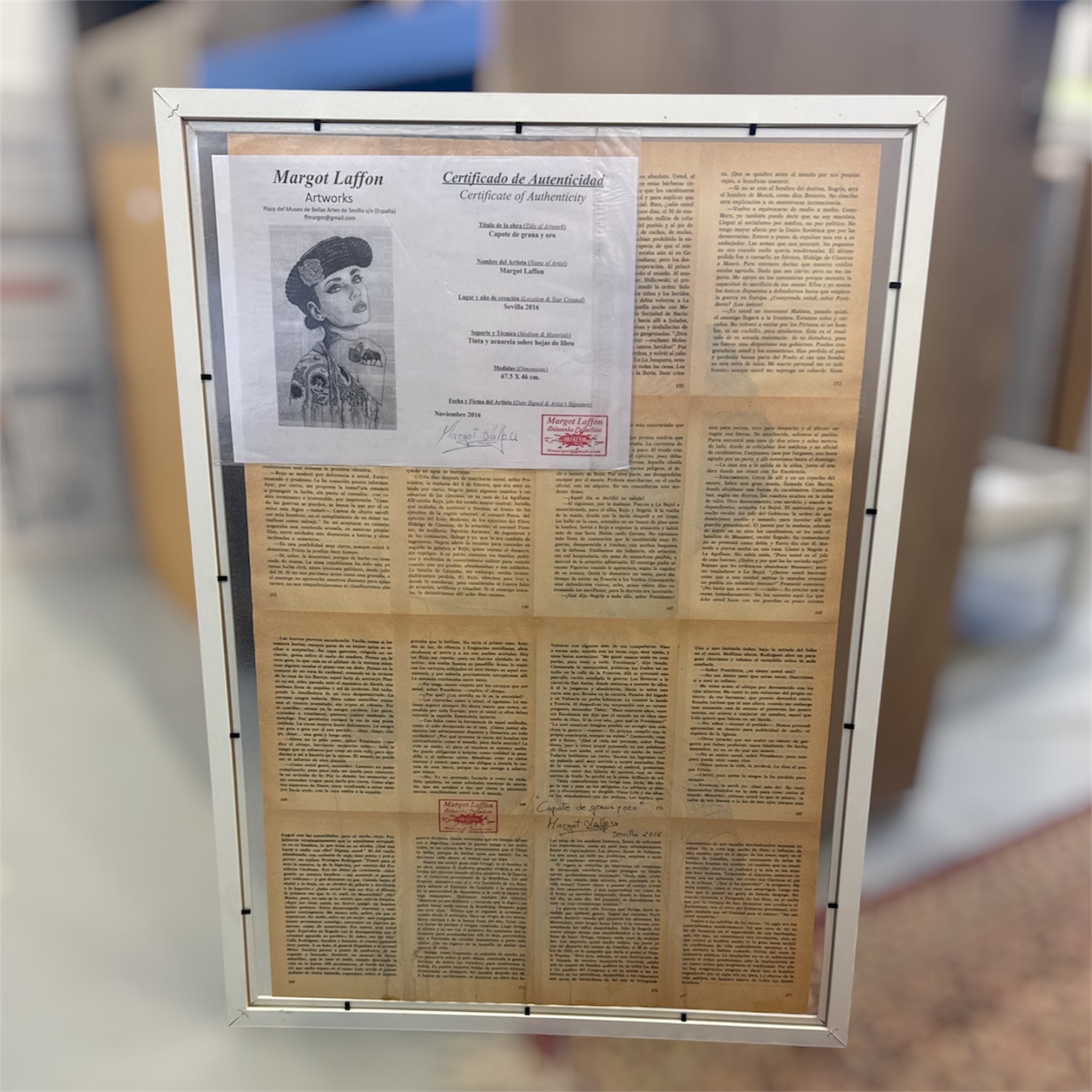Oeuvre sur papier "Capote de grana y oro" - Margot Laffon